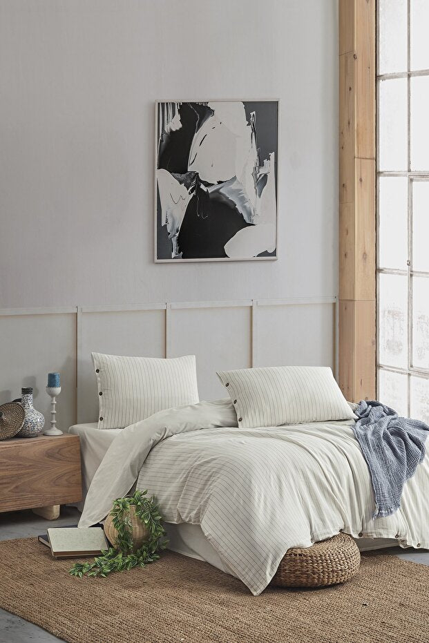 Easy Refine Double Duvet Cover Set - Washed Yarn-Dyed