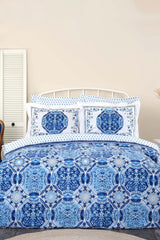 Idella Blue 100% Cotton Double Duvet Cover Set