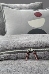 Ensemble de housse de couette zippée Coverme Quadro Single Sherpa - Gris