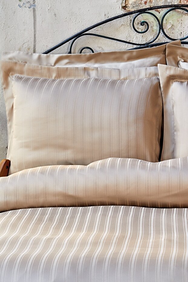 Double Beige Sateen 100% Cotton Duvet Cover Set