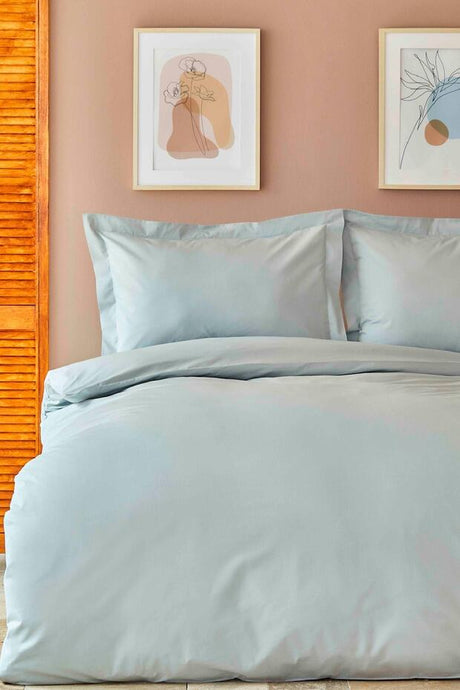 Back To Basic Blue 100% Cotton Double Duvet Cover Set