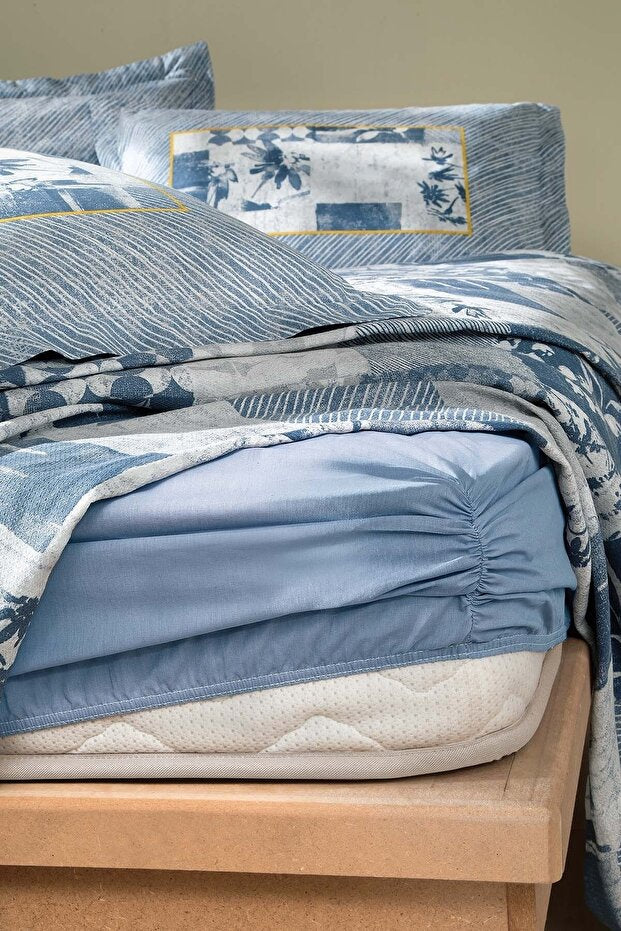 Cecilia Double Pique Set - Indigo Patchwork Bedding