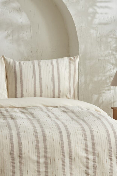100% Cotton Double Duvet Cover Set - Beige 200x220cm