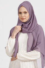 Crepe Chiffon Shawl - Dark Lilac, Lightweight & Elegant