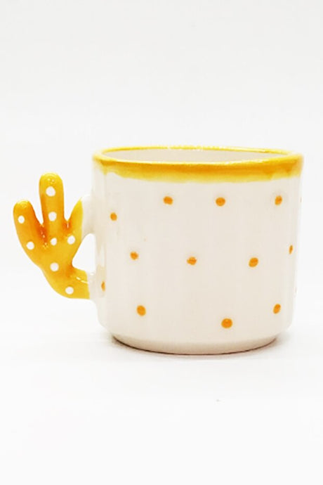 Professionele Handgemaakte Keramische Cactus Thee- en Espresso Kopjes Set - 6 Stukken