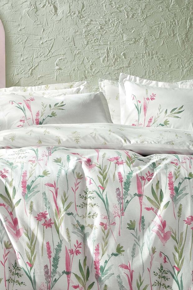Hana Ranforce Double Duvet Cover Set - Floral Pink