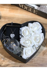 Color Changing Light-up Globe & Natural Stone Heart Necklace Gift Set