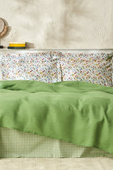 Noya 100% Cotton Single Size Pique Bedding Set - Green