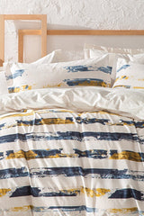 Stain Ranforce Double Duvet Cover Set - 100% Cotton, Abstract Stripes
