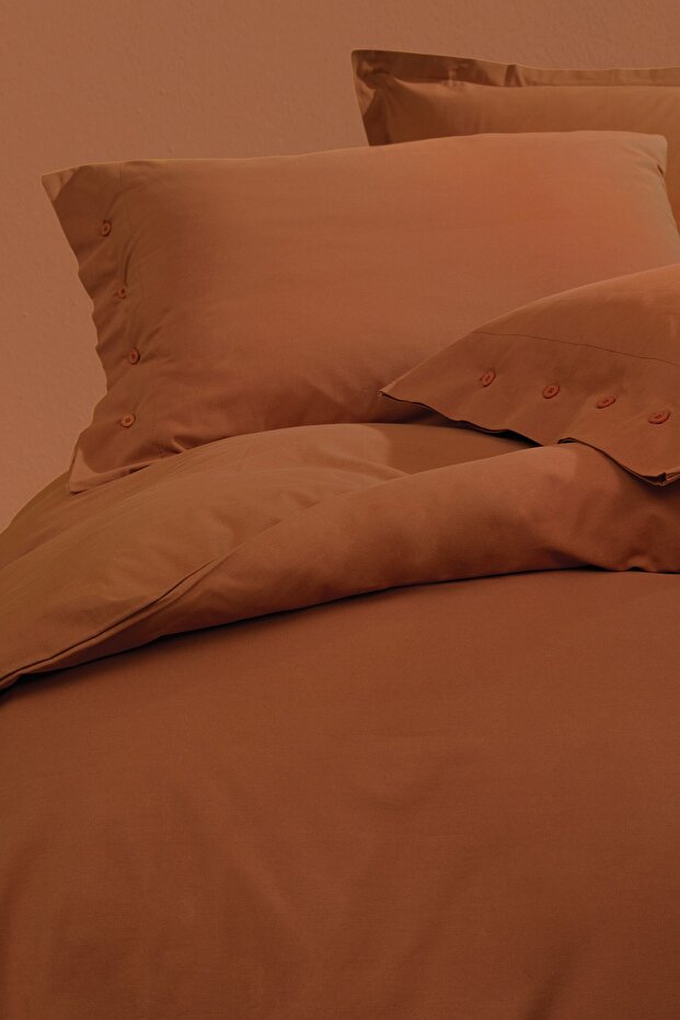Plain Double Ranforce Duvet Cover Set - Terracotta