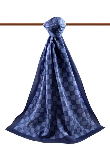 Women's Luxury Medina Silk Shawl - Indigo Geometric ()