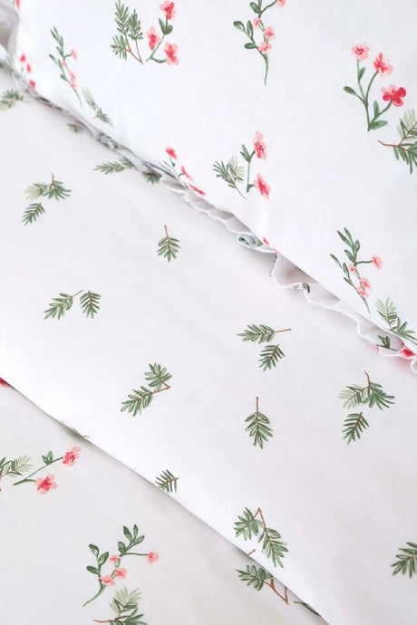 Silvie 100% Cotton Ruffled Floral Double Duvet Cover Set