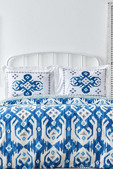 Neos Blue 100% Cotton Single Duvet Cover Set