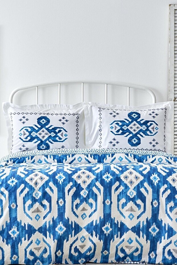 Neos Blue 100% Cotton Single Duvet Cover Set