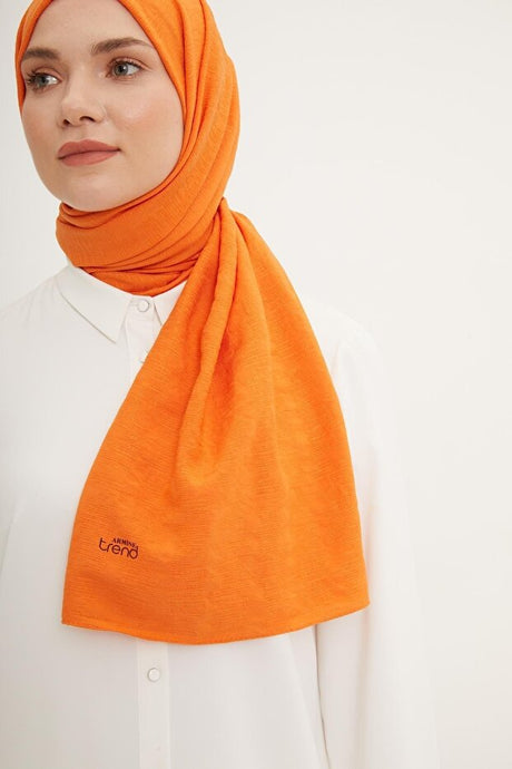 Gestreifter Baumwoll-Textur Jazz Schal - Orange