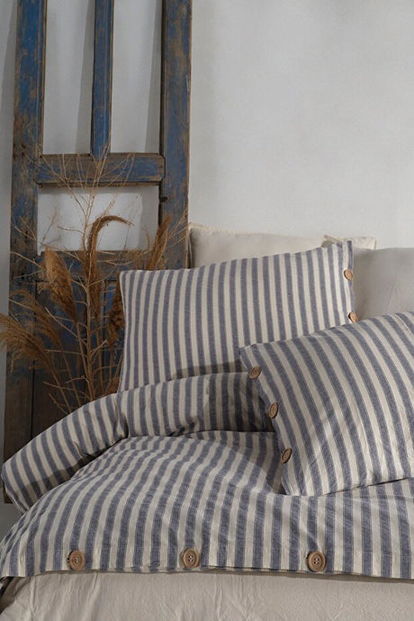 100% Cotton Striped Double Duvet Cover Set - 200x220 cm