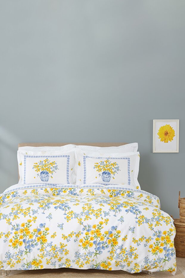 Enola Yellow 100% Cotton Double Pique Bedding Set