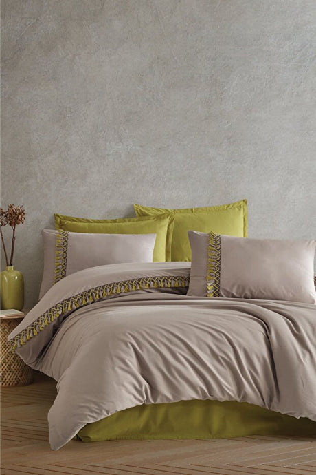 100% Cotton Double Tasseled Duvet Cover Set - 200x220 cm