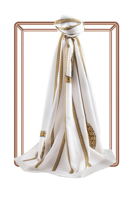 Women's Luxury Medina Silk Shawl - Cream