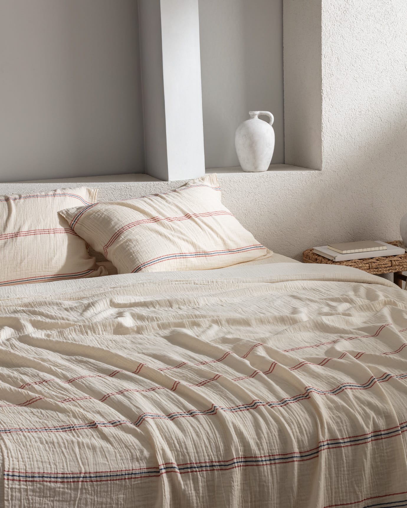 100% Cotton Single Duvet Cover Set - Yarn-Dyed Muslin Weave
