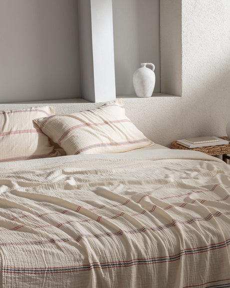 100% Cotton Single Duvet Cover Set - Yarn-Dyed Muslin Weave