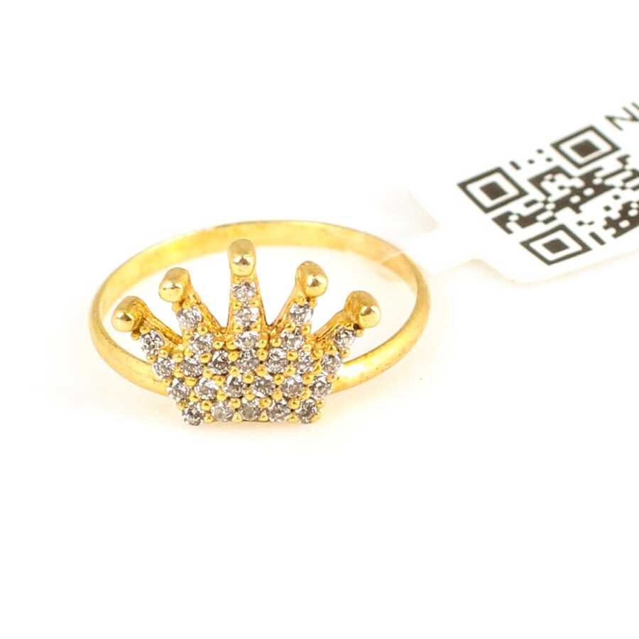 925 Sterling Silver Crown Ring Yellow White Stone