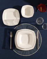 New Bone Porcelain Dinner Set for 6 - Stylish White & Silver
