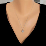 Sterling Silver Dazzling Snowflake Pendant Necklace with Zirconia