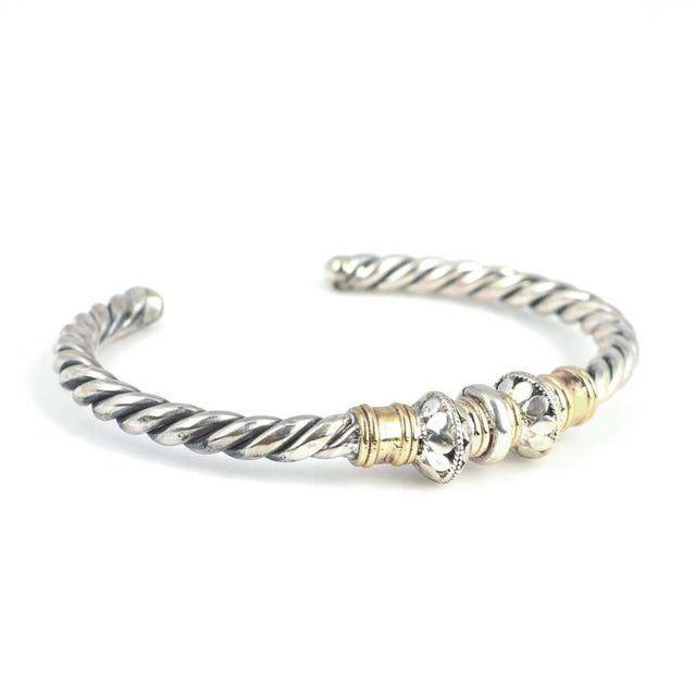 925 Sterling Silver Men's Triple-Twisted Ball Bracelet