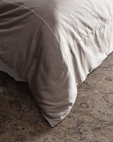Laila Embroidered 100% Cotton Sateen Double Duvet Cover Set, Mink