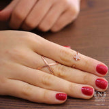 925 Sterling Silver Star Ring with Zircon - Rose Plated & Adjustable