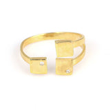 925 Sterling Silver Zircon Ring - Elegant Triple Square Setting