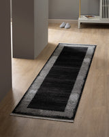 Premium Acrylic Area Rug - Modern Black Fringed Design