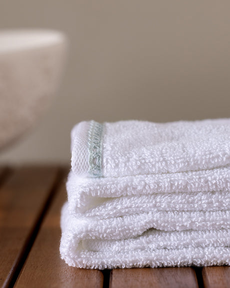 100% Cotton Hand Towel Set of 2 - Angelise White & Mint