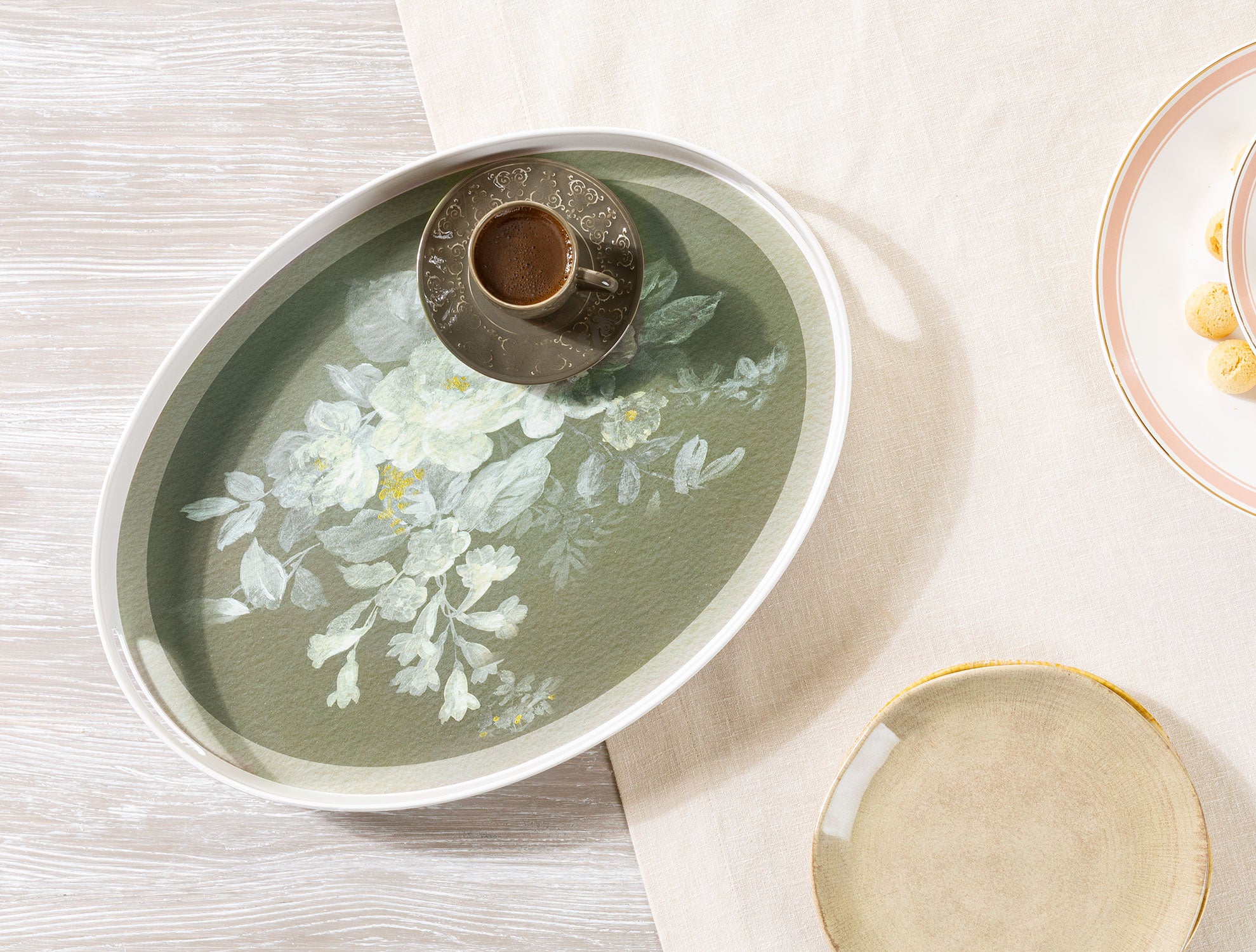 Durable White Plastic Serving Tray - Modern Oval Style