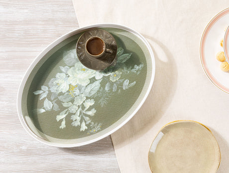 Durable White Plastic Serving Tray - Modern Oval Style