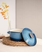 20 cm Blue Deep Saucepan with Lid - Everyday Non-Stick Cookware