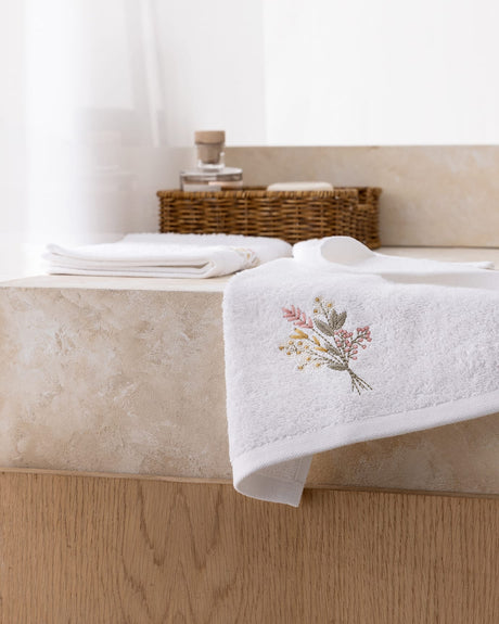 Luxurious 100% Cotton Embroidered Hand Towel Set - 2 Pack