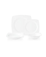 New Bone Porcelain 6-Person Dinner Set - Modern Silver Accents