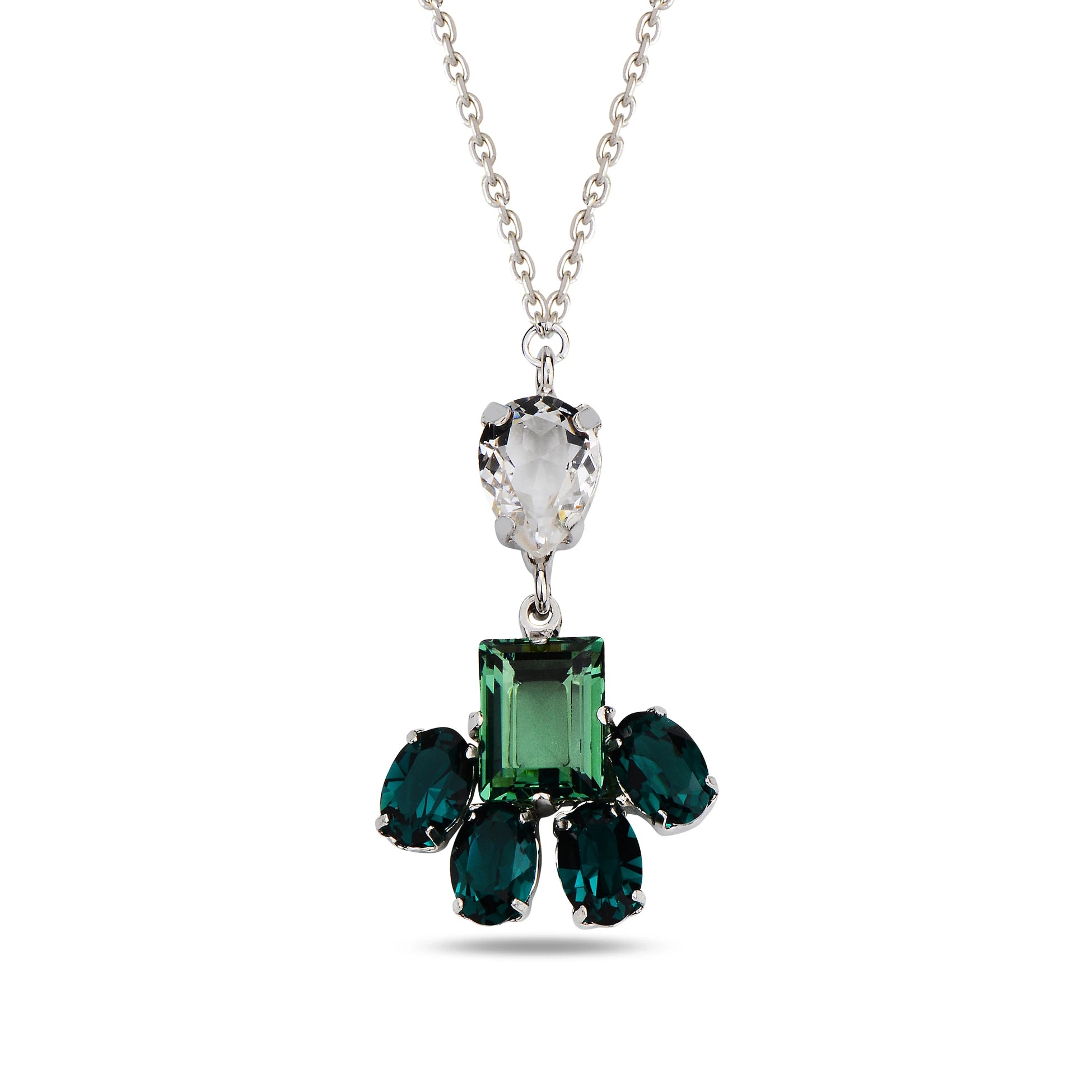 Colorful Crystal Flower Necklace - Modern Mixed Cut Design