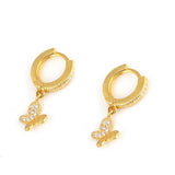 Sterling Silver Butterfly Stone Hoop Earrings