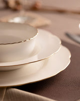 24-Piece White Dinnerware Set with Gold Trim for 6 People