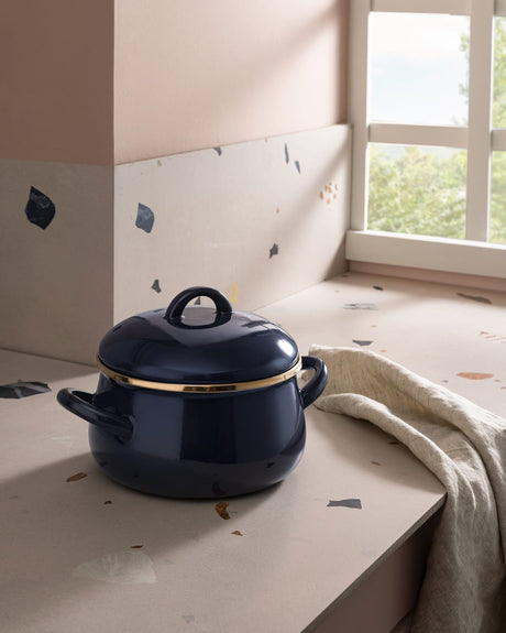 16 cm Navy Blue Saucepan - Small Everyday Cooking Pot