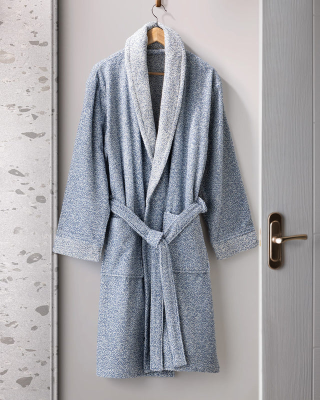 100% Cotton Shawl Collar Bathrobe - Absorbent & Soft Yarn Dyed