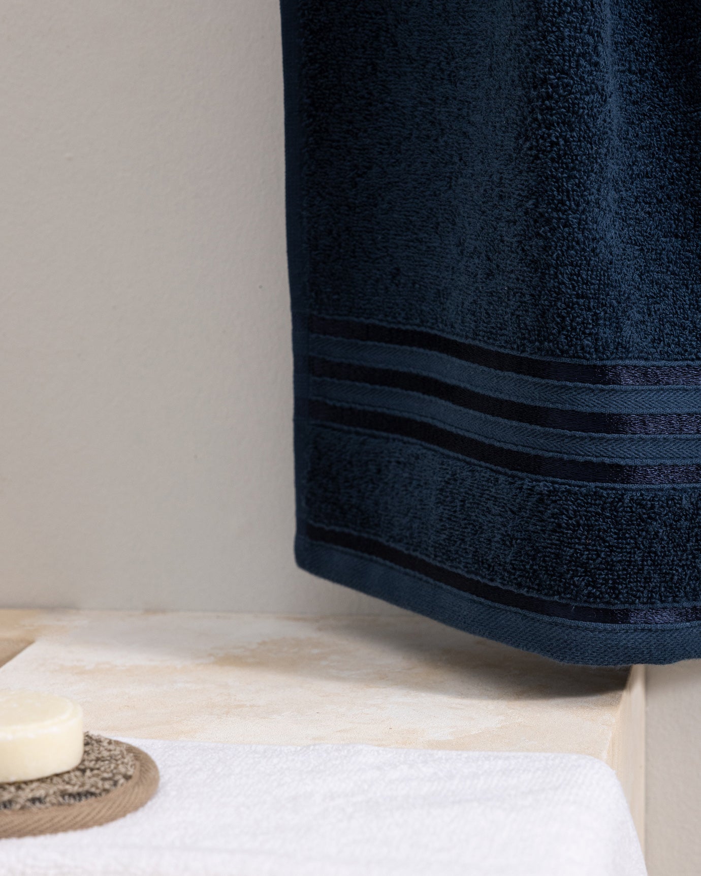 100% Cotton Plush Face Towel - Soft, Absorbent, with Decorative Border