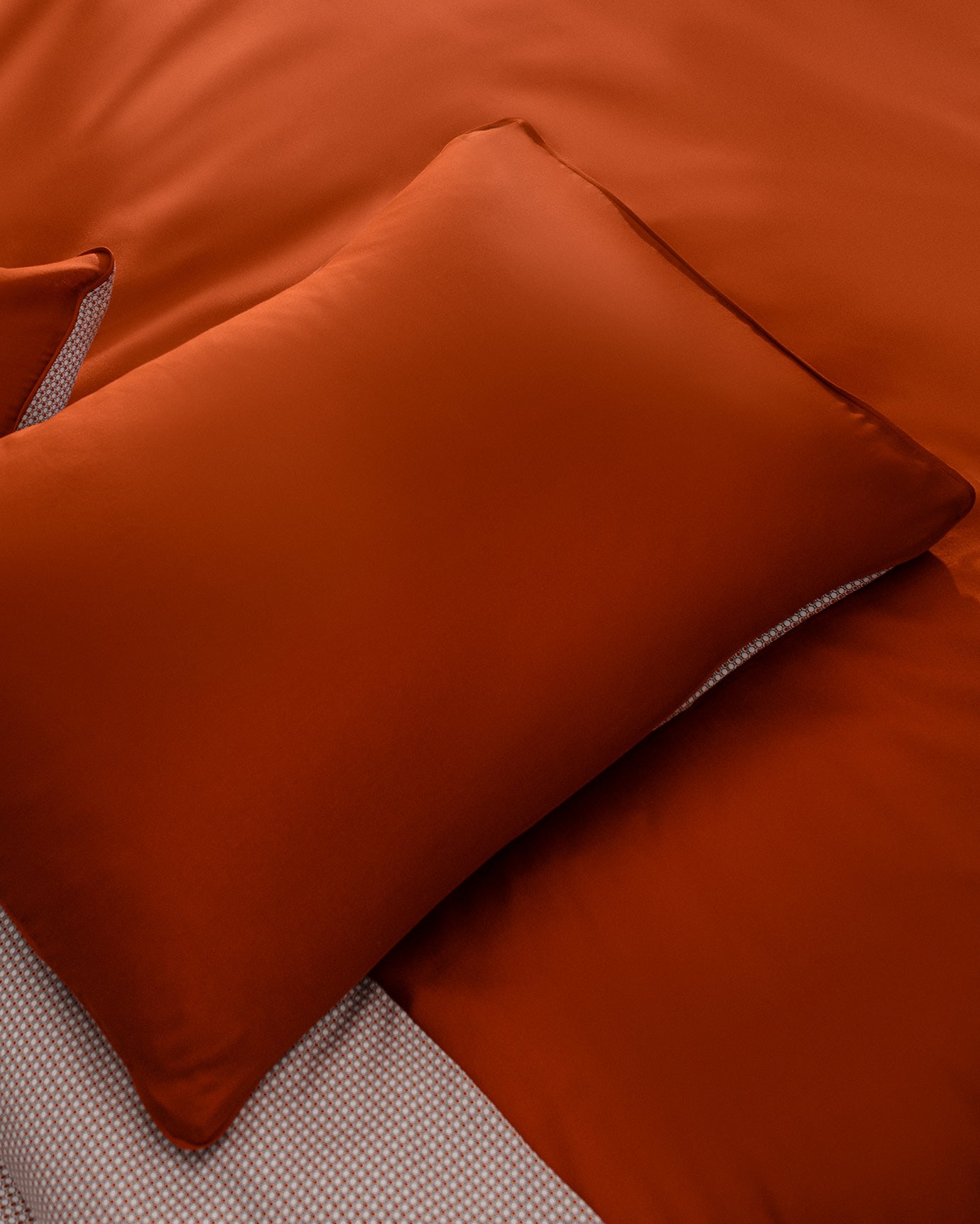 King Size 100% Cotton Sateen Printed Duvet Cover Set, Orange