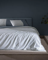100% Cotton Sateen Double Duvet Cover Set - Leal Blue & White Print