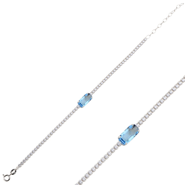 Modern Full Eternity Bracelet with Mixed Cushion & Baguette Crystals