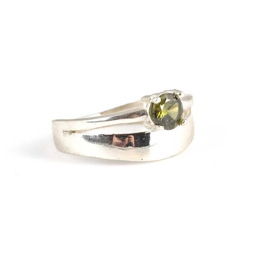 Elegantní prsten s dvojitou obručí a solitérem z peridotu, stříbro 925 sterling