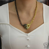 Premium 925 Sterling Silver Dual Tone Double Chain Heart Necklace